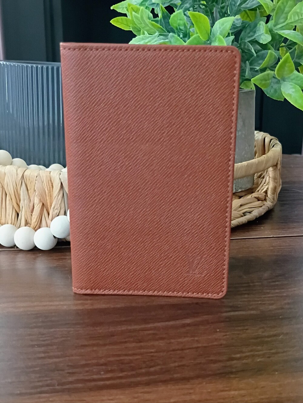 Authentic Louis Vuitton Taiga Leather Card Holder / Pocket Organizer - Brown.